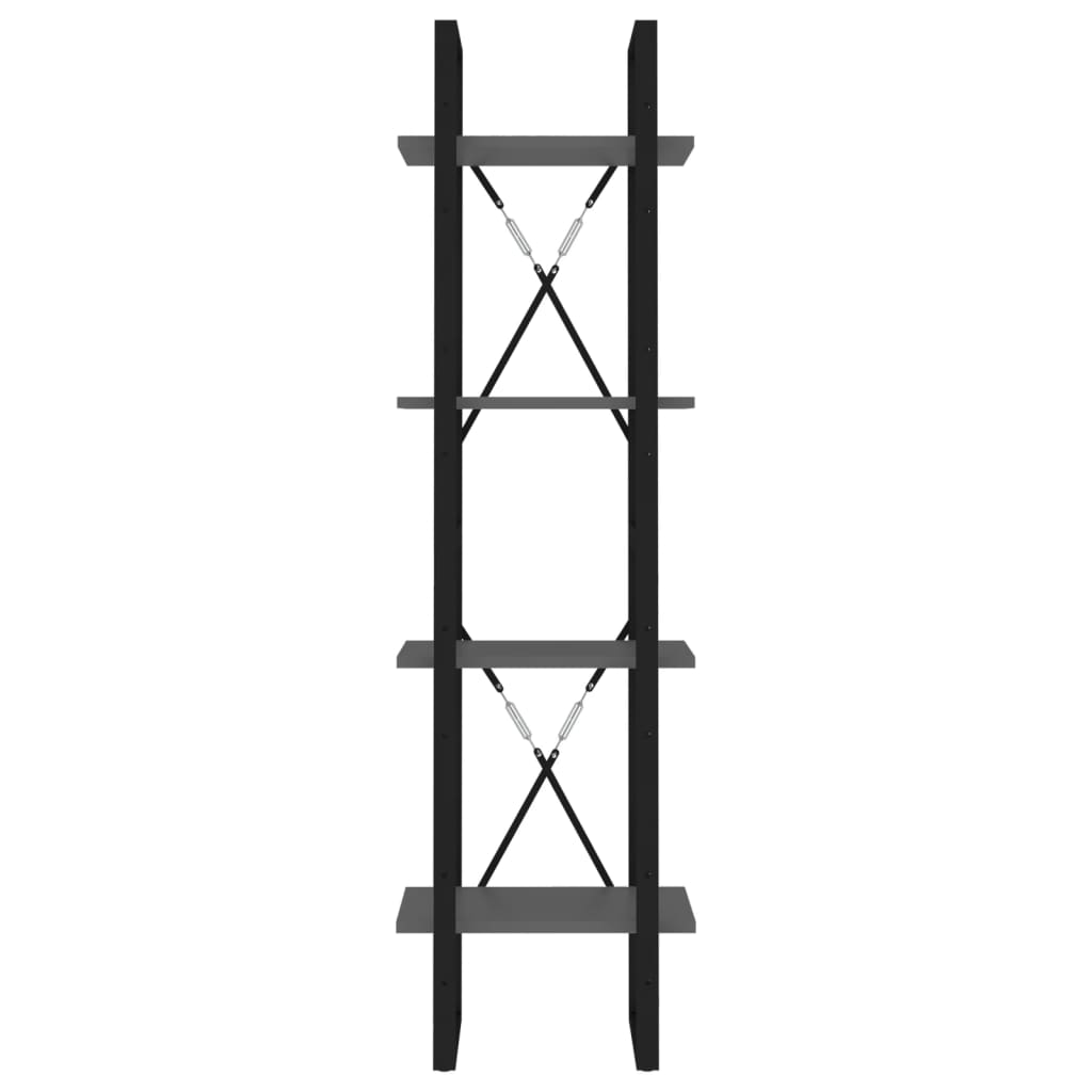 Βιβλιοθήκη με 4 Ράφια Γκρι 40 x 30 x 140 εκ. από Επεξ. Ξύλο 5