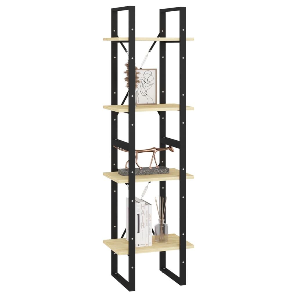 Βιβλιοθήκη με 4 Ράφια από Μασίφ Ξύλο Πεύκου 40x30x140 εκ. 4