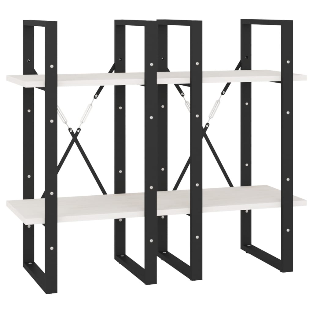 Βιβλιοθήκη με 4 Ράφια Λευκή 40x30x140 εκ. από Μασίφ Ξύλο Πεύκου 7