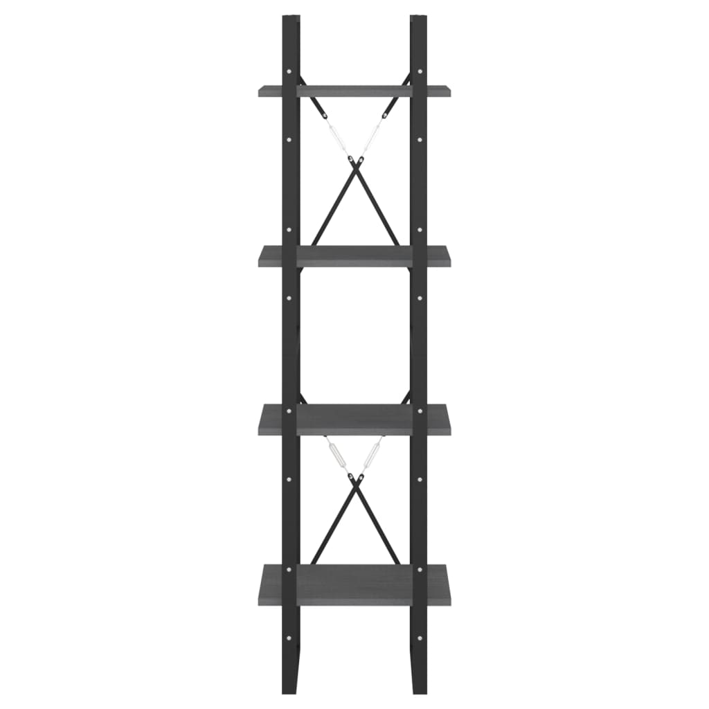 Βιβλιοθήκη με 4 Ράφια Γκρι 40x30x140 εκ. από Μασίφ Ξύλο Πεύκου 5