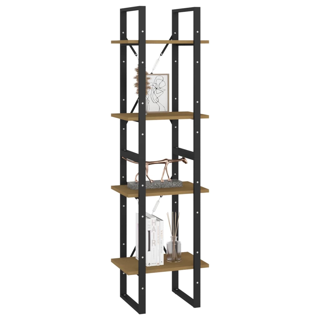 Βιβλιοθήκη με 4 Ράφια από Μασίφ Ξύλο Πεύκου 40x30x140 εκ. 4