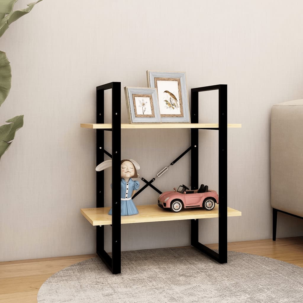 Βιβλιοθήκη με 2 Ράφια 60 x 30 x 70 εκ. από Μασίφ Ξύλο Πεύκου 3