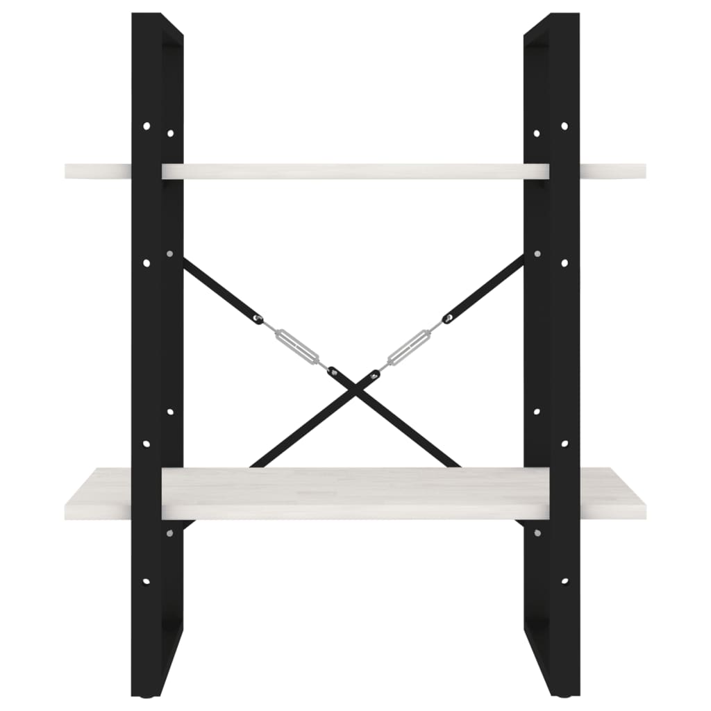 Βιβλιοθήκη με 2 Ράφια Λευκή 60x30x70 εκ. από Μασίφ Ξύλο Πεύκου 5