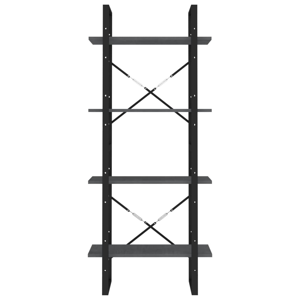 Βιβλιοθήκη με 4 Ράφια Γκρι 60x30x140 εκ. από Μασίφ Ξύλο Πεύκου 5