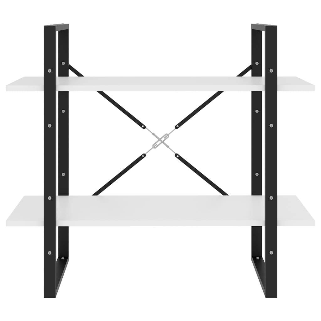 Βιβλιοθήκη με 2 Ράφια Λευκή 80 x 30 x 70 εκ. από Επεξ. Ξύλο 4