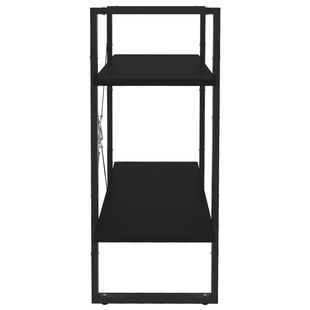 Βιβλιοθήκη με 2 Ράφια Μαύρη 80 x 30 x 70 εκ. από Επεξ. Ξύλο 5