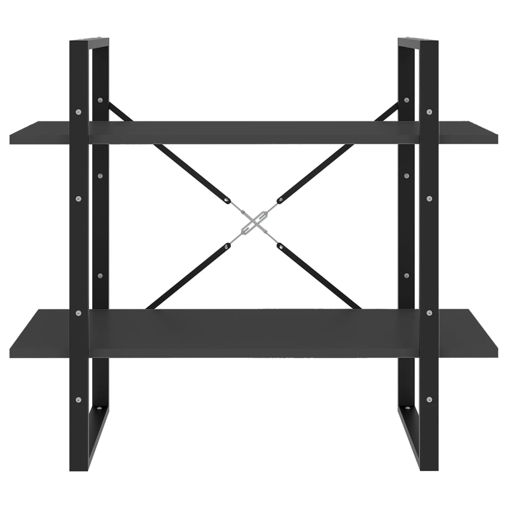 Βιβλιοθήκη με 2 Ράφια Γκρι 80 x 30 x 70 εκ. από Επεξ. Ξύλο 4