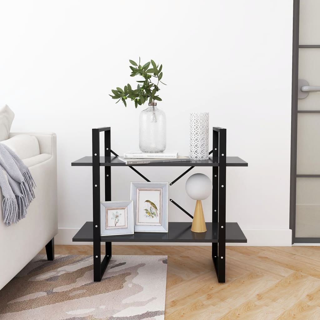 Βιβλιοθήκη με 2 Ράφια Γκρι 80 x 30 x 70 εκ. από Επεξ. Ξύλο 6