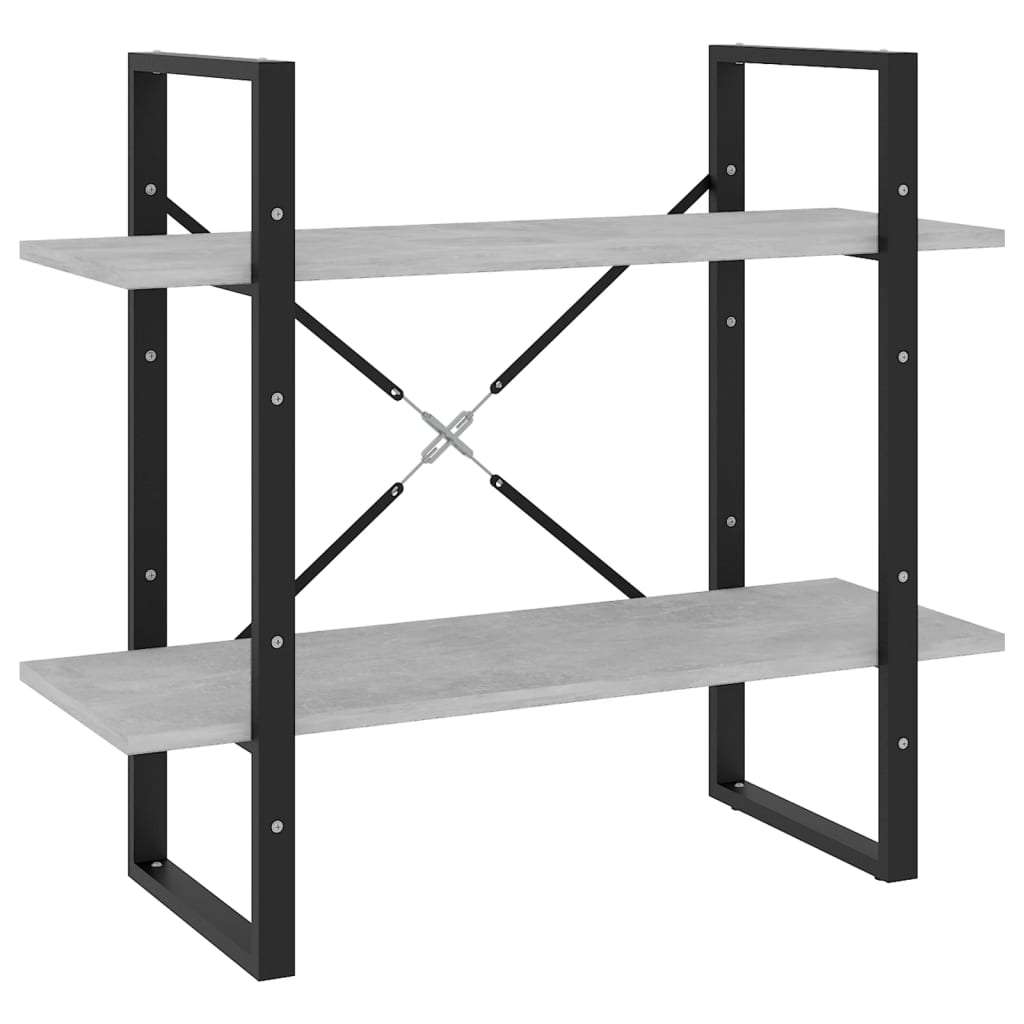 Βιβλιοθήκη με 2 Ράφια Γκρι Σκυρ. 80 x 30 x 70 εκ. Επεξ. Ξύλο 2