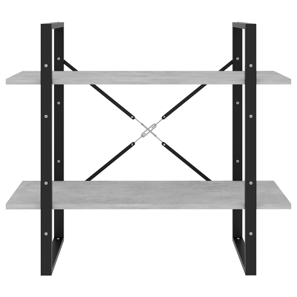 Βιβλιοθήκη με 2 Ράφια Γκρι Σκυρ. 80 x 30 x 70 εκ. Επεξ. Ξύλο 4