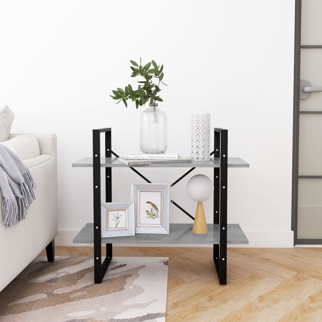 Βιβλιοθήκη με 2 Ράφια Γκρι Σκυρ. 80 x 30 x 70 εκ. Επεξ. Ξύλο 6