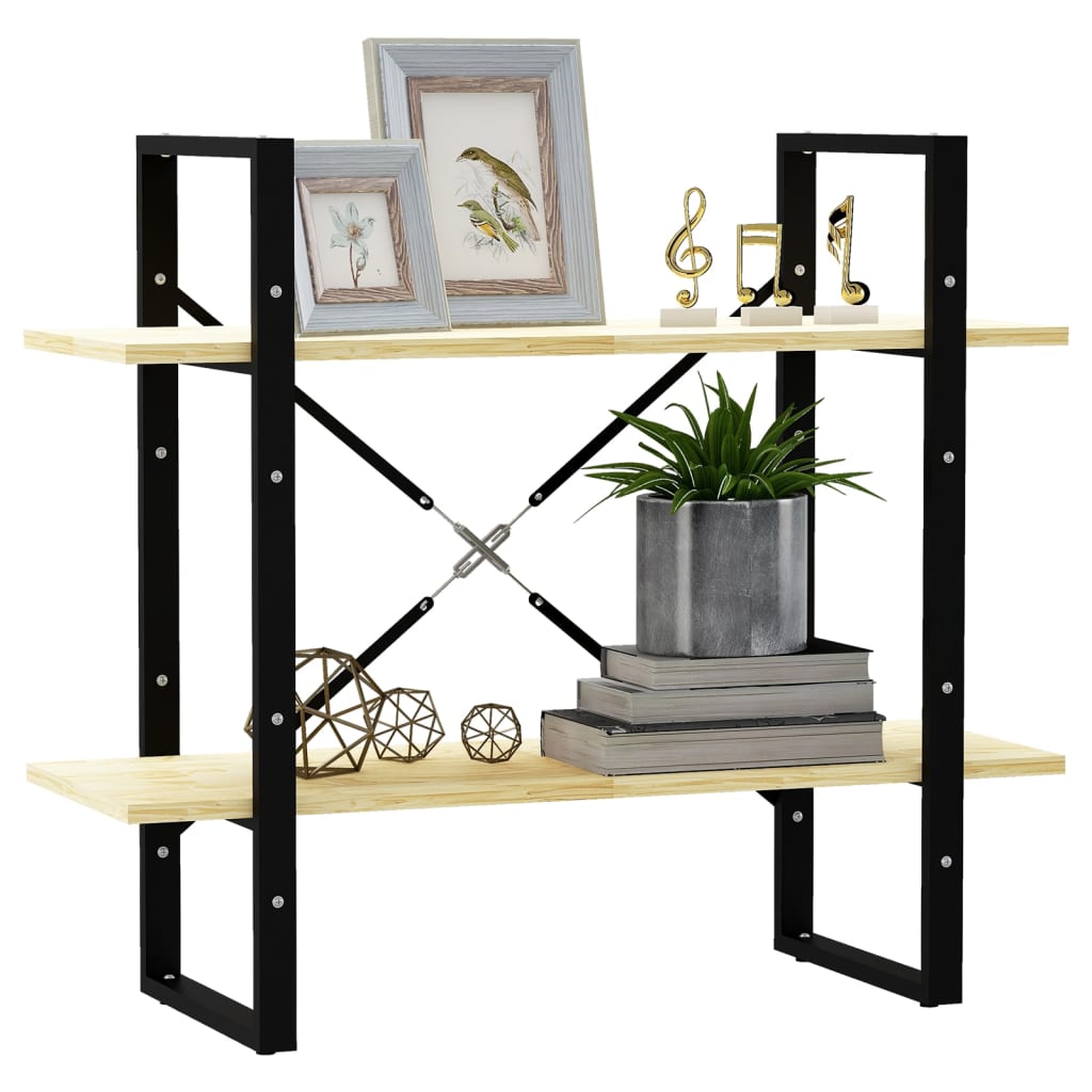 Βιβλιοθήκη με 2 Ράφια από Μασίφ Ξύλο Πεύκου 80x30x70 εκ. 4