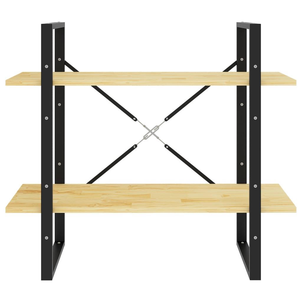 Βιβλιοθήκη με 2 Ράφια από Μασίφ Ξύλο Πεύκου 80x30x70 εκ. 5