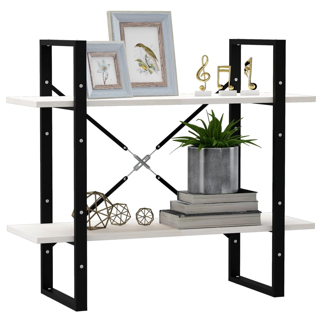 Βιβλιοθήκη με 2 Ράφια Λευκή 80x30x70 εκ. από Μασίφ Ξύλο Πεύκου 4