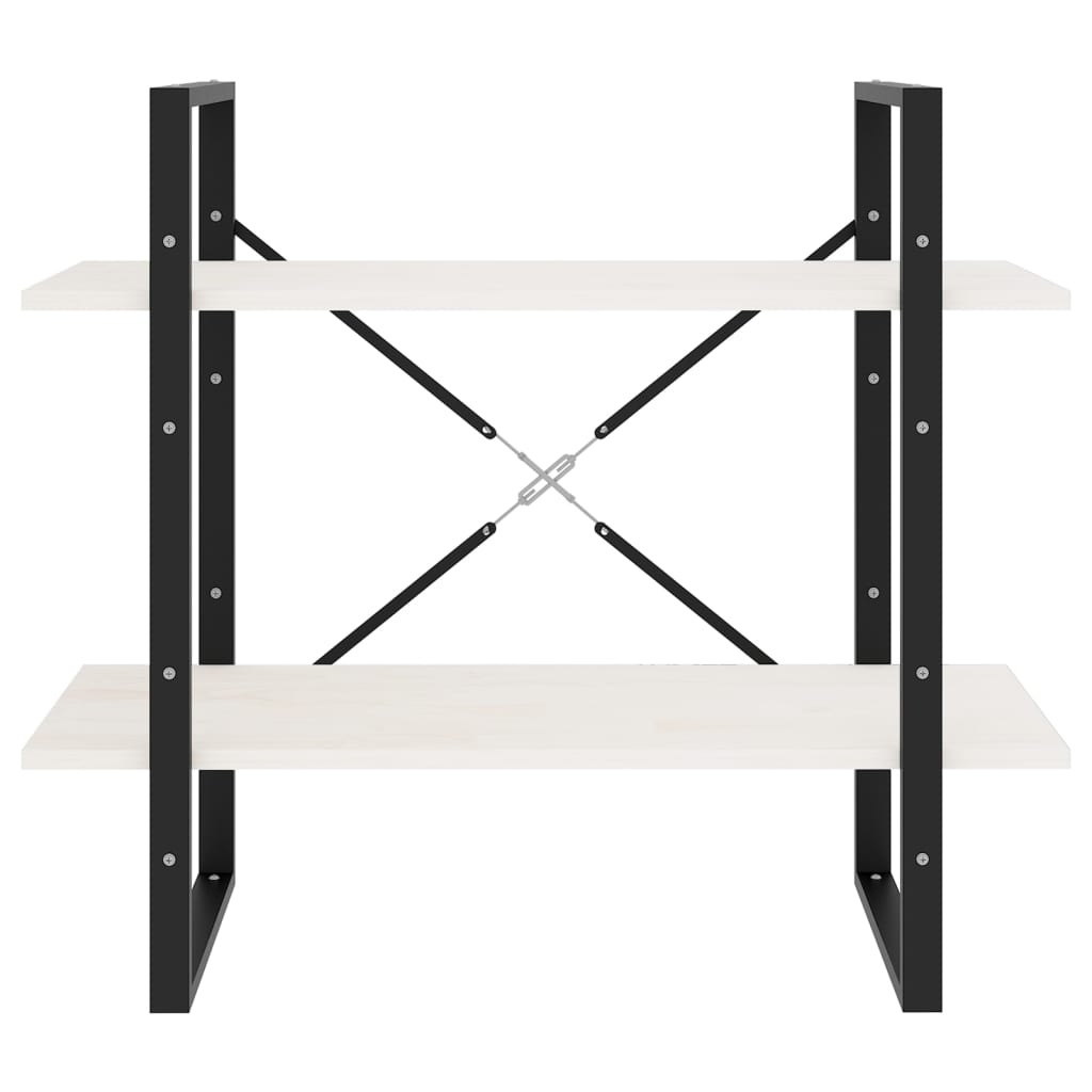 Βιβλιοθήκη με 2 Ράφια Λευκή 80x30x70 εκ. από Μασίφ Ξύλο Πεύκου 5