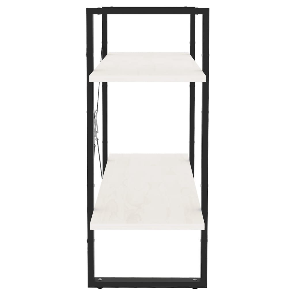 Βιβλιοθήκη με 2 Ράφια Λευκή 80x30x70 εκ. από Μασίφ Ξύλο Πεύκου 6