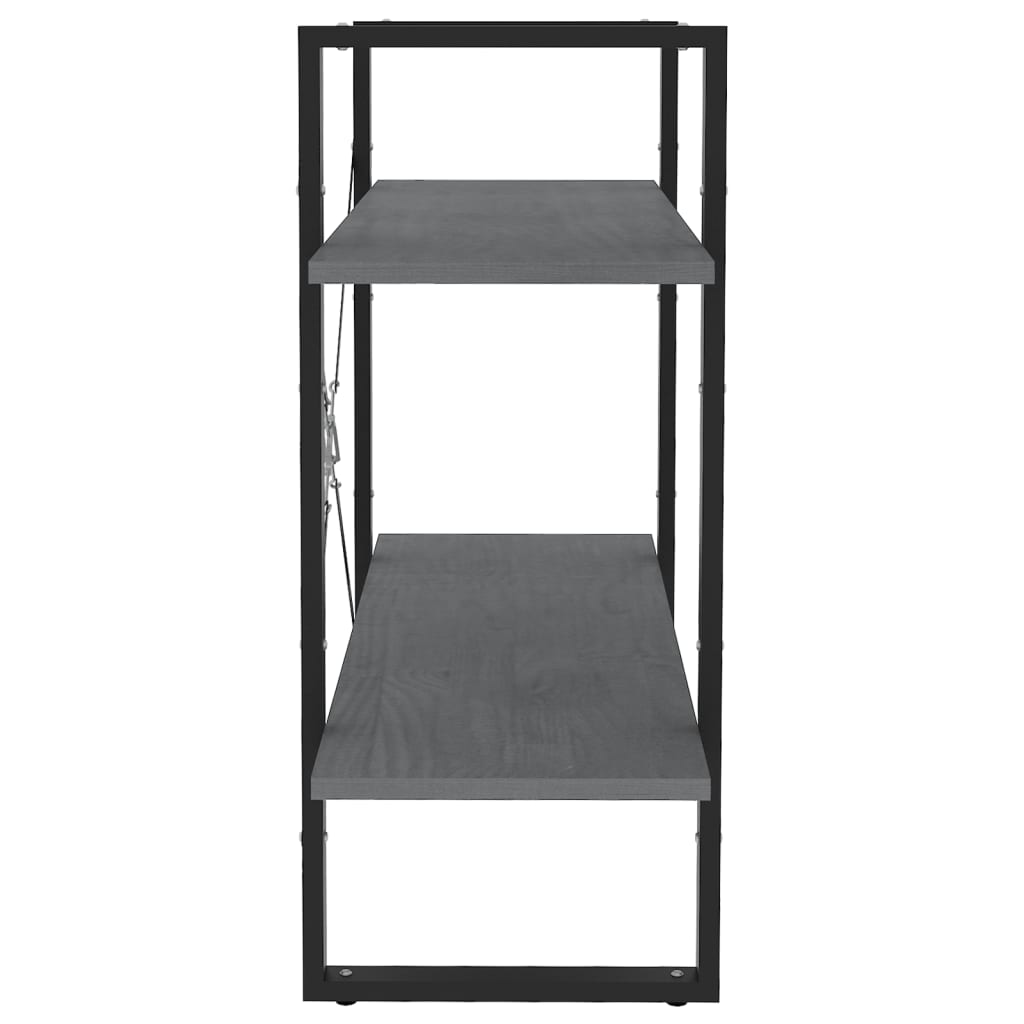 Βιβλιοθήκη με 2 Ράφια Γκρι 80 x 30 x 70 εκ. Μασίφ Ξύλο Πεύκου 6