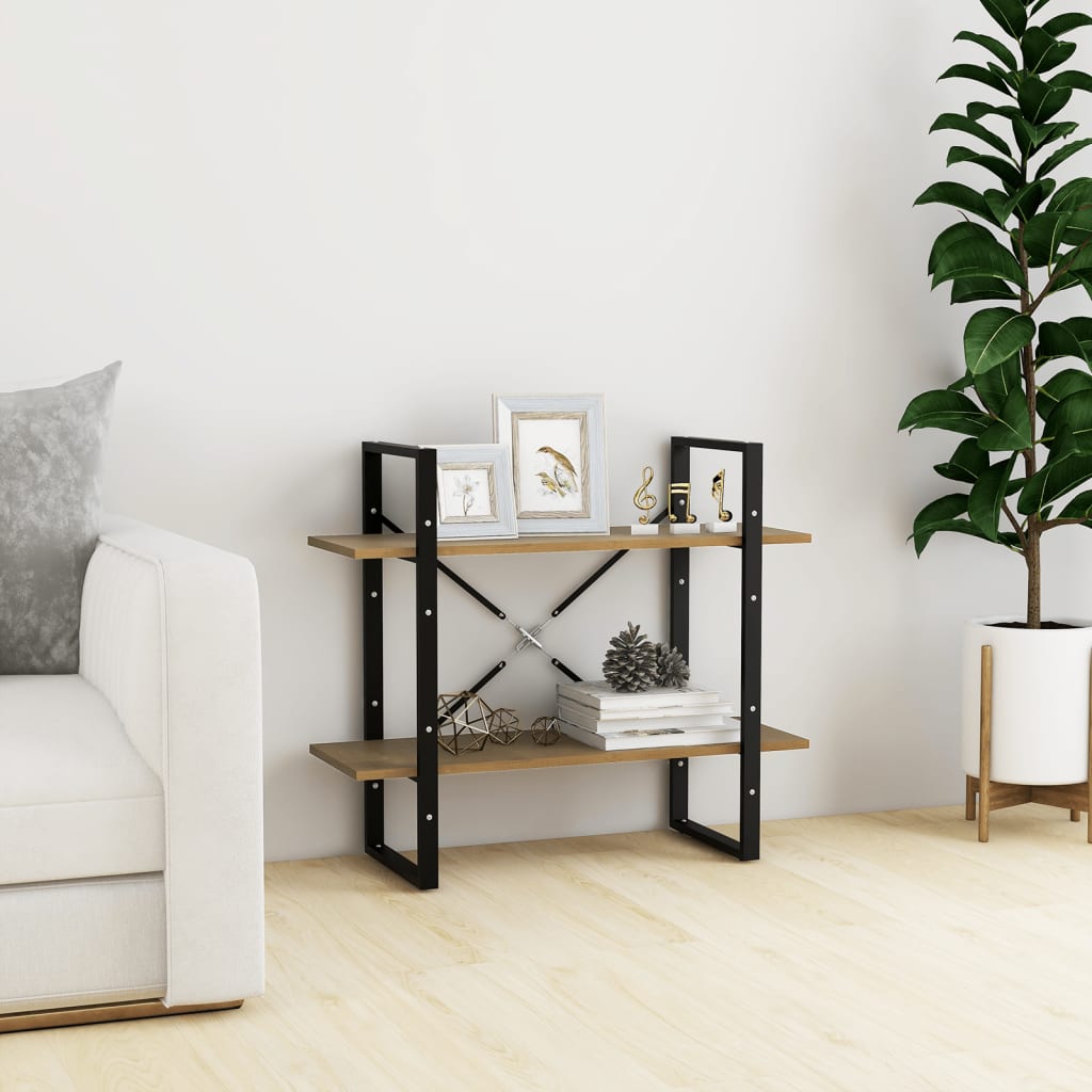 Βιβλιοθήκη με 2 Ράφια από Μασίφ Ξύλο Πεύκου 80x30x70 εκ. 1