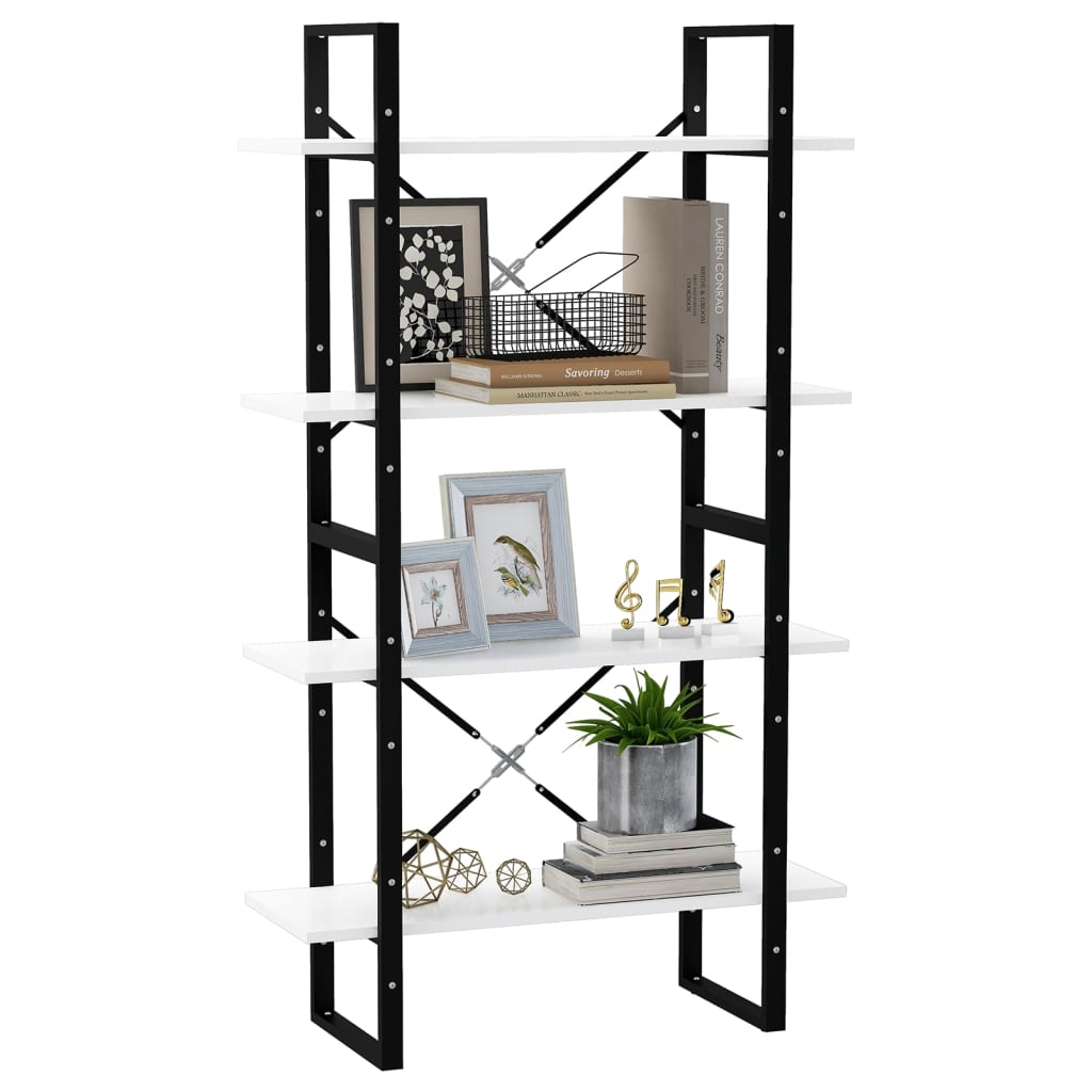 Βιβλιοθήκη με 4 Ράφια Λευκή 80 x 30 x 140 εκ. από Επεξ. Ξύλο 4