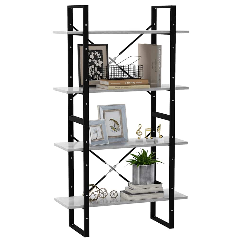 Βιβλιοθήκη με 4 Ράφια Γκρι Σκυρ. 80x30x140 εκ. από Επεξ. Ξύλο 4