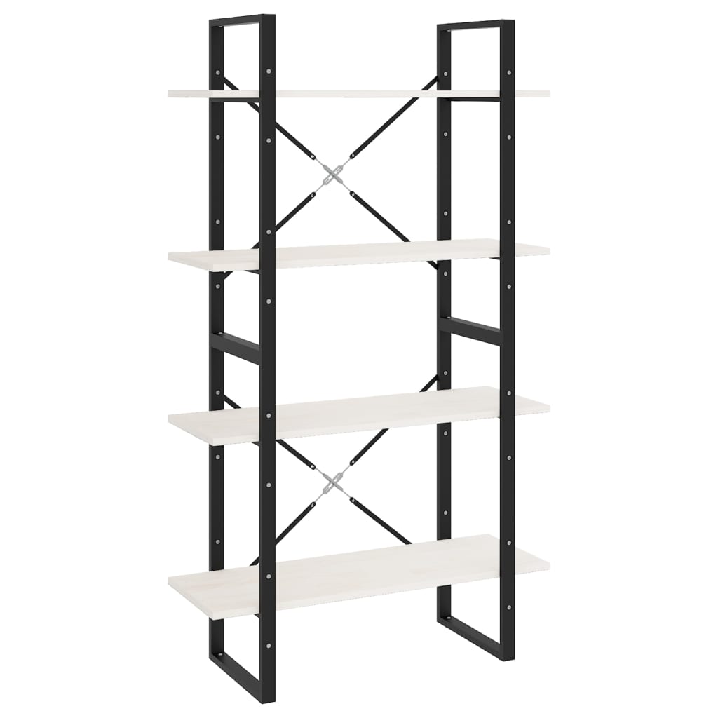 Βιβλιοθήκη με 4 Ράφια Λευκή 80 x 30 x 140 εκ. Μασίφ Ξύλο Πεύκου 2