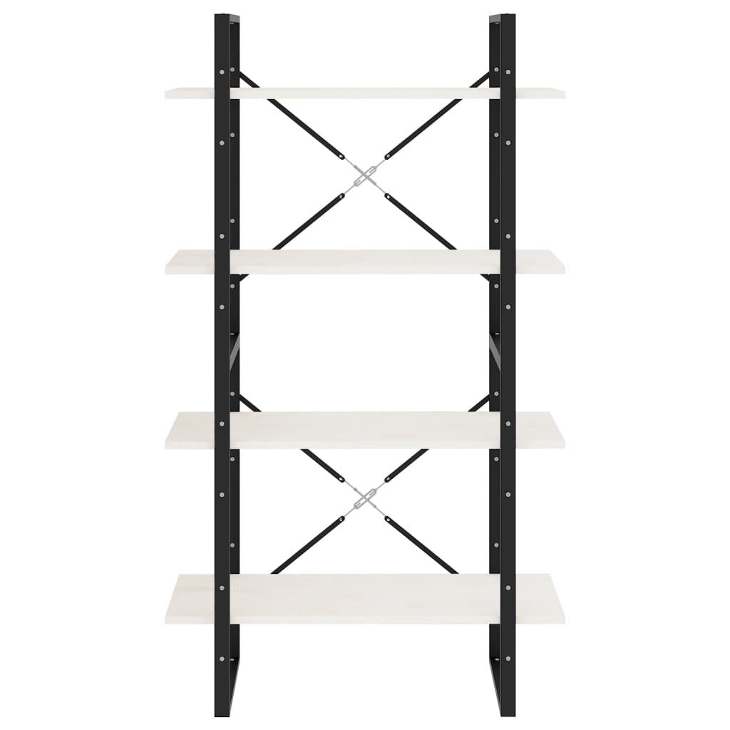 Βιβλιοθήκη με 4 Ράφια Λευκή 80 x 30 x 140 εκ. Μασίφ Ξύλο Πεύκου 5