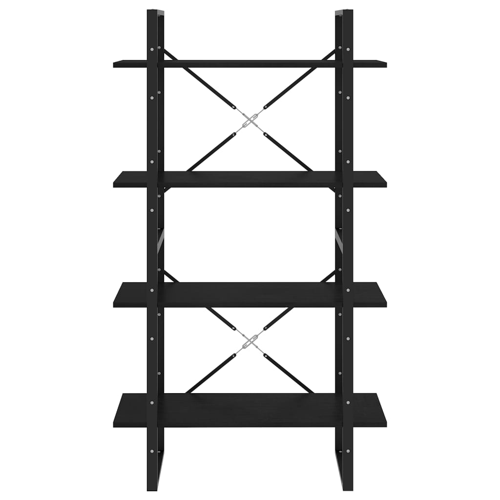 Βιβλιοθήκη με 4 Ράφια Μαύρη 80 x 30 x 140 εκ. Μασίφ Ξύλο Πεύκου 5