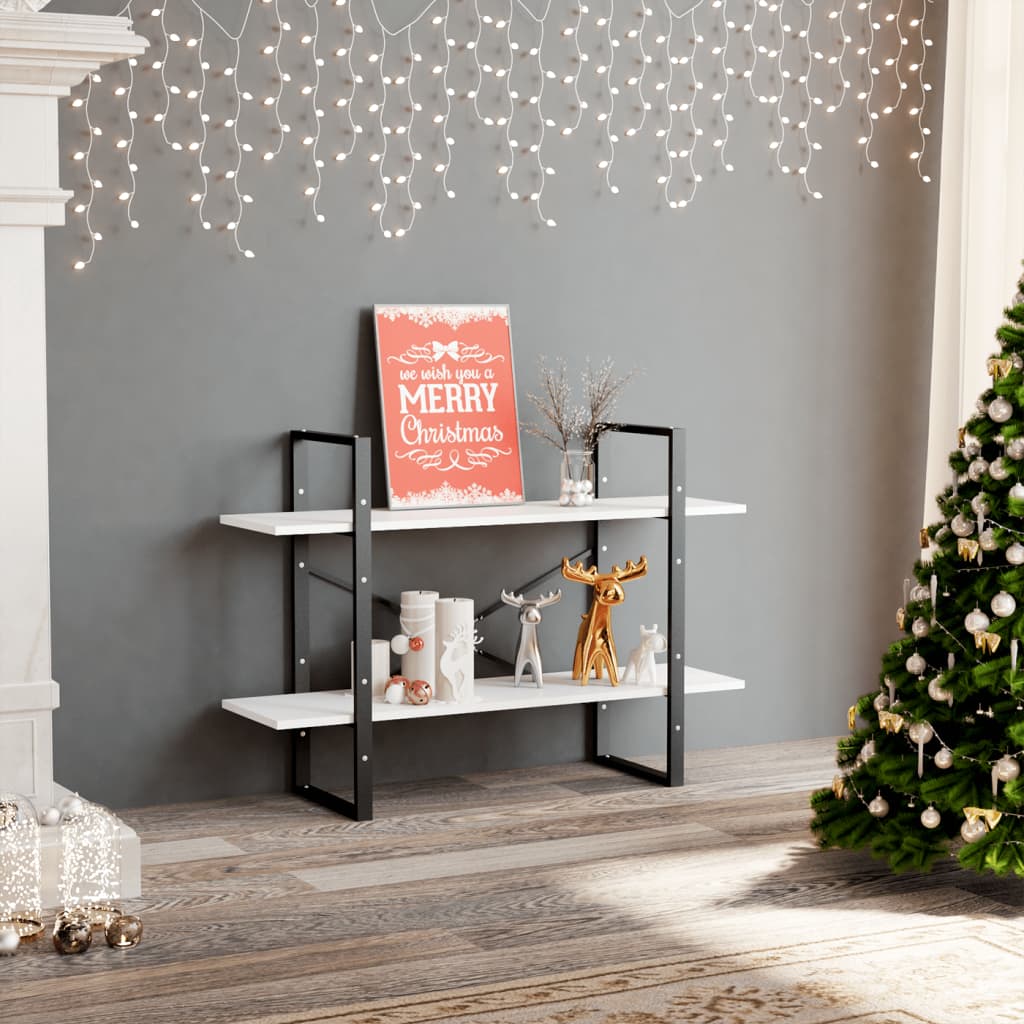 Βιβλιοθήκη με 2 Ράφια Λευκή 100 x 30 x 70 εκ. από Επεξ. Ξύλο 1