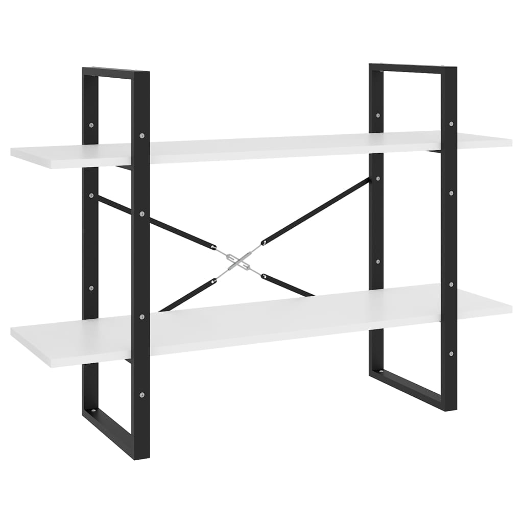 Βιβλιοθήκη με 2 Ράφια Λευκή 100 x 30 x 70 εκ. από Επεξ. Ξύλο 2