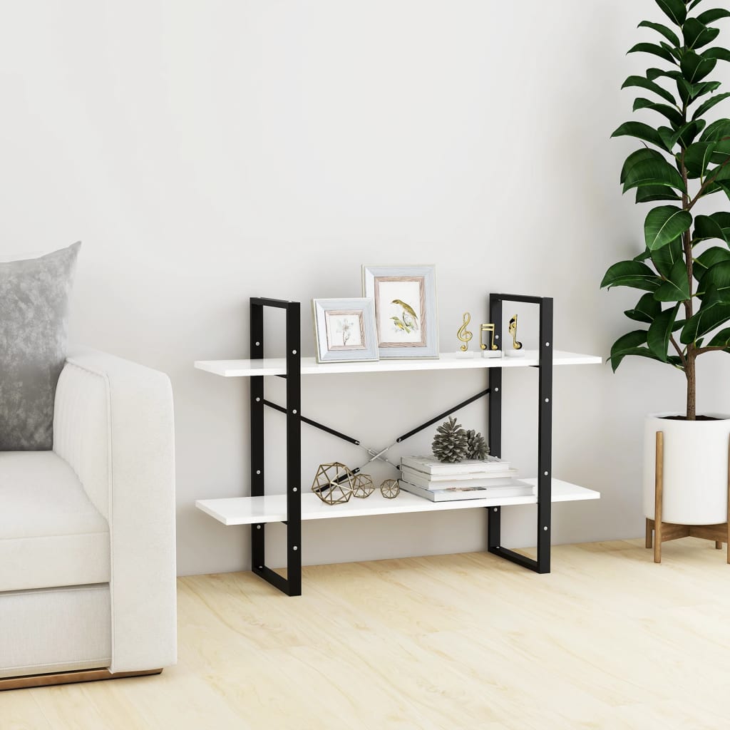 Βιβλιοθήκη με 2 Ράφια Λευκή 100 x 30 x 70 εκ. από Επεξ. Ξύλο 3