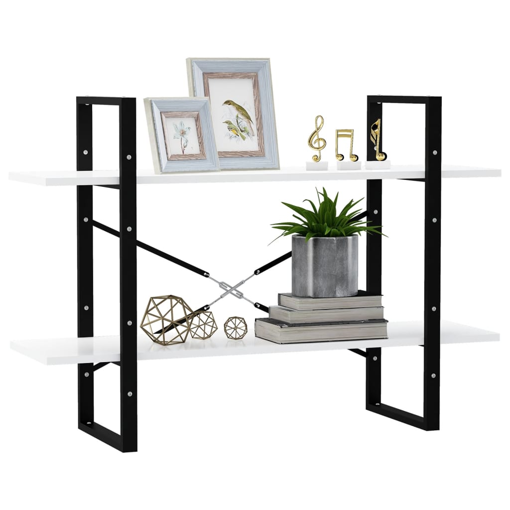 Βιβλιοθήκη με 2 Ράφια Λευκή 100 x 30 x 70 εκ. από Επεξ. Ξύλο 4