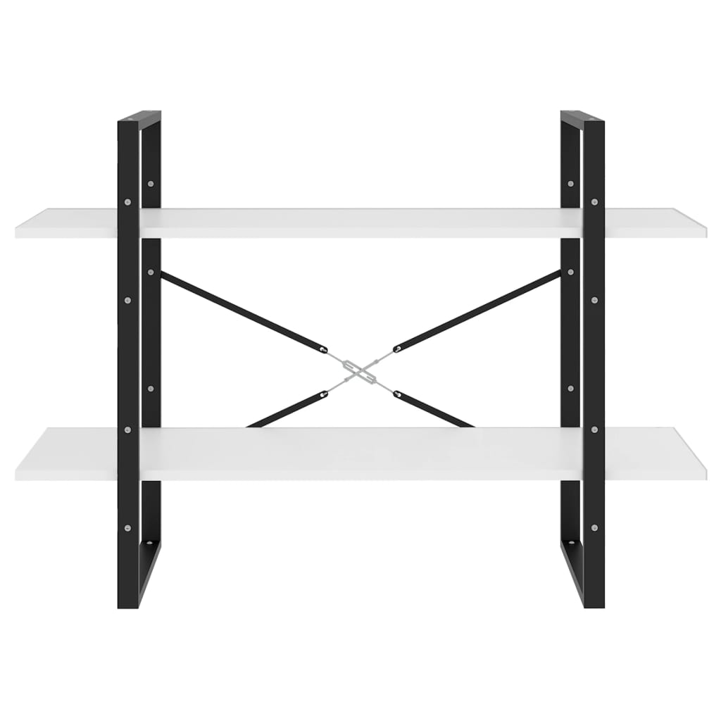 Βιβλιοθήκη με 2 Ράφια Λευκή 100 x 30 x 70 εκ. από Επεξ. Ξύλο 5