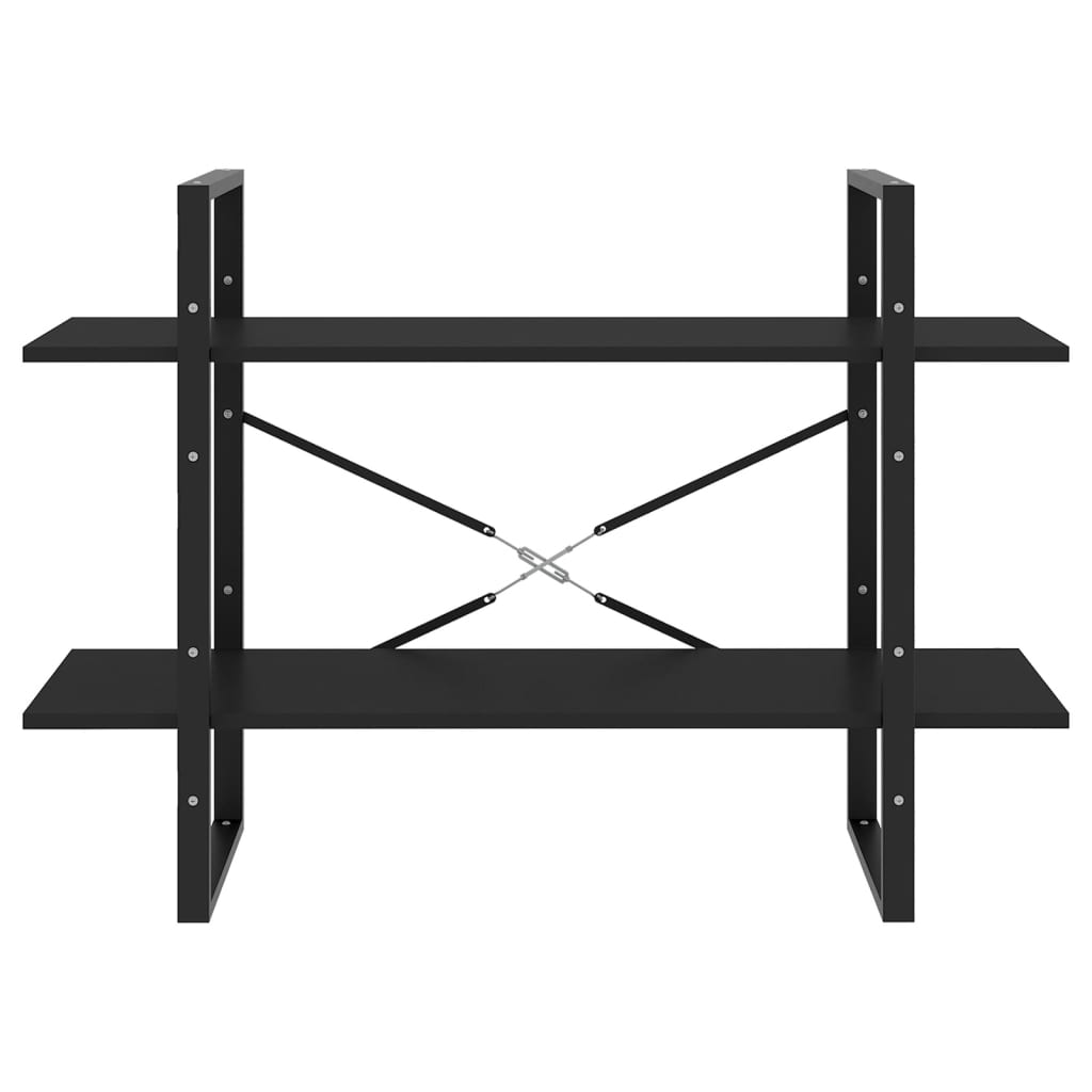 Βιβλιοθήκη με 2 Ράφια Μαύρη 100 x 30 x 70 εκ. από Επεξ. Ξύλο 5