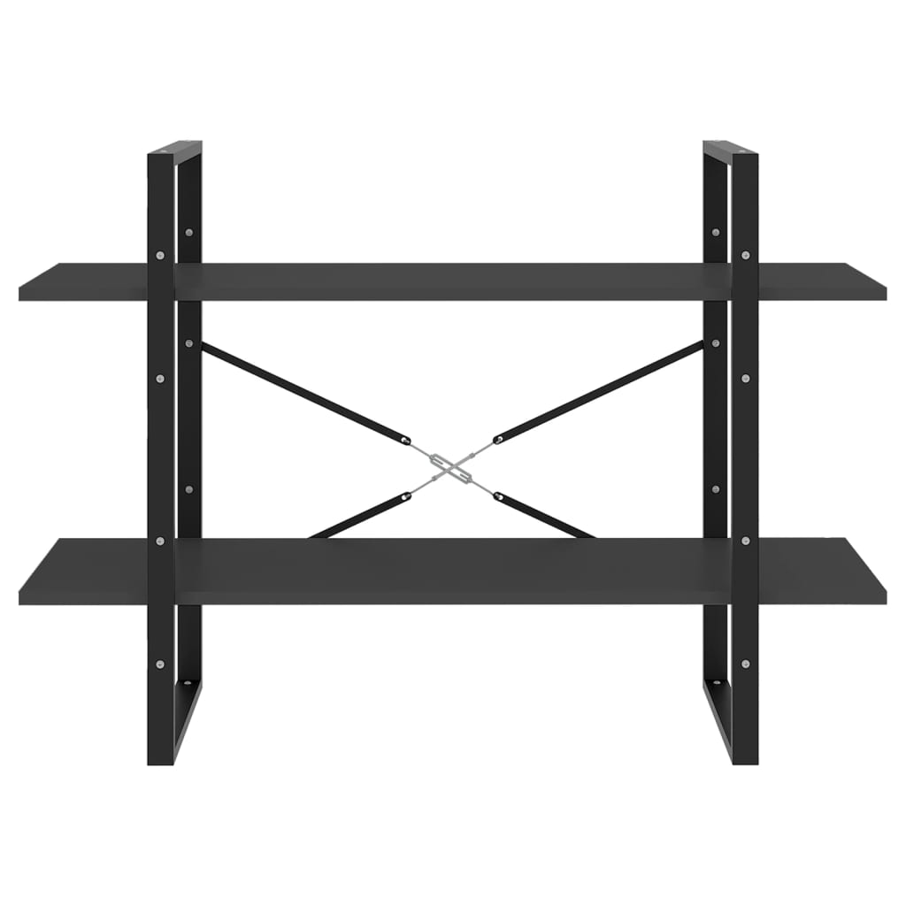 Βιβλιοθήκη με 2 Ράφια Γκρι 100 x 30 x 70 εκ. από Επεξ. Ξύλο 5