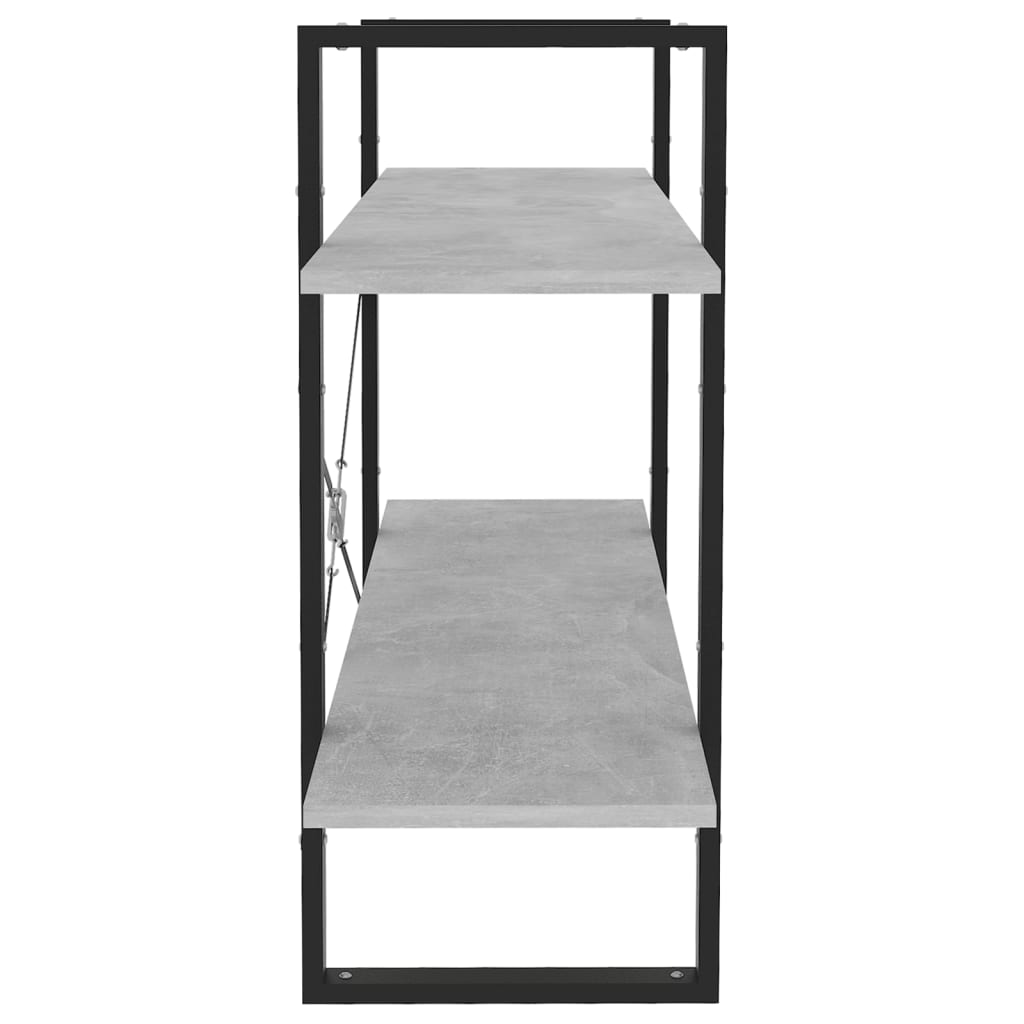 Βιβλιοθήκη με 2 Ράφια Γκρι Σκυροδέματος 100x30x70εκ Επεξ. Ξύλο 6