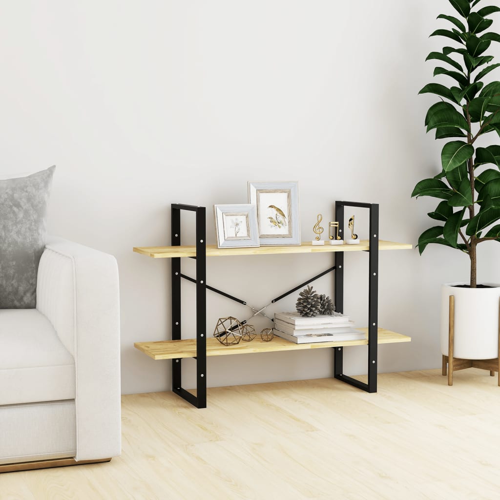 Βιβλιοθήκη με 2 Ράφια από Μασίφ Ξύλο Πεύκου 100x30x70 εκ. 1