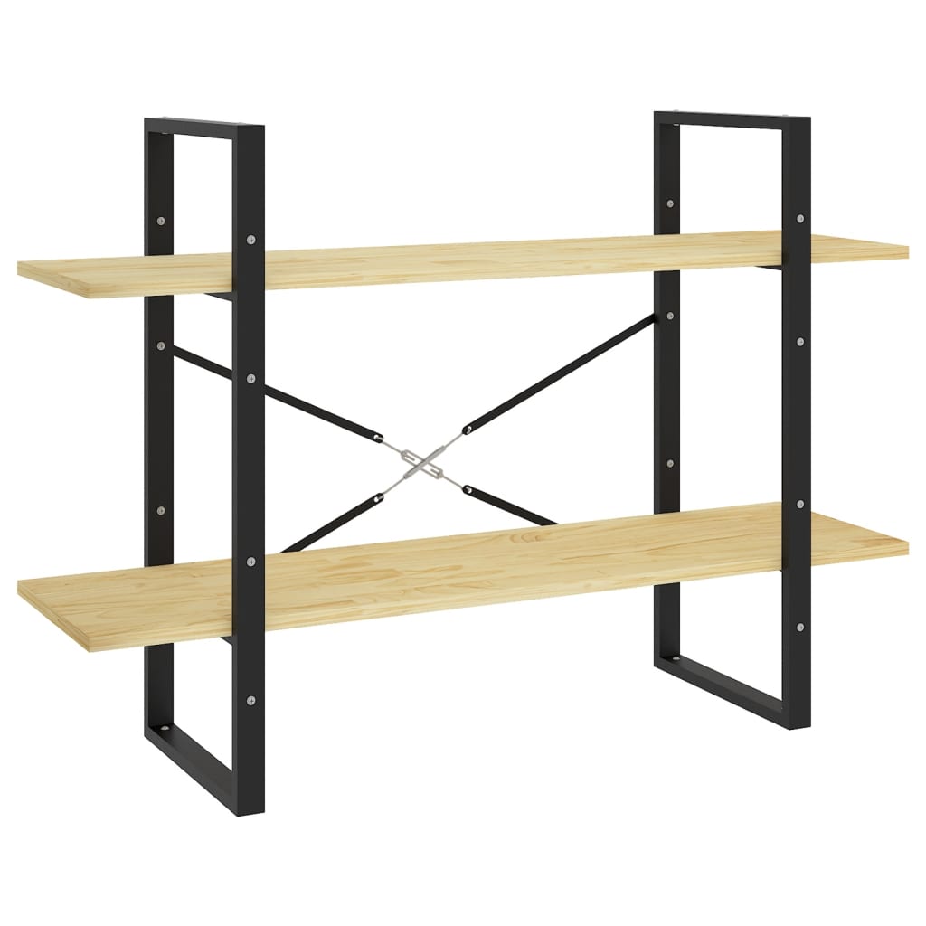 Βιβλιοθήκη με 2 Ράφια από Μασίφ Ξύλο Πεύκου 100x30x70 εκ. 2