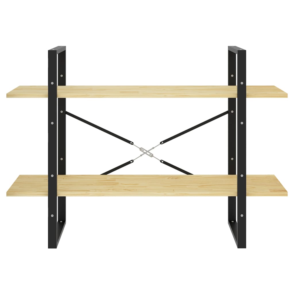 Βιβλιοθήκη με 2 Ράφια από Μασίφ Ξύλο Πεύκου 100x30x70 εκ. 5