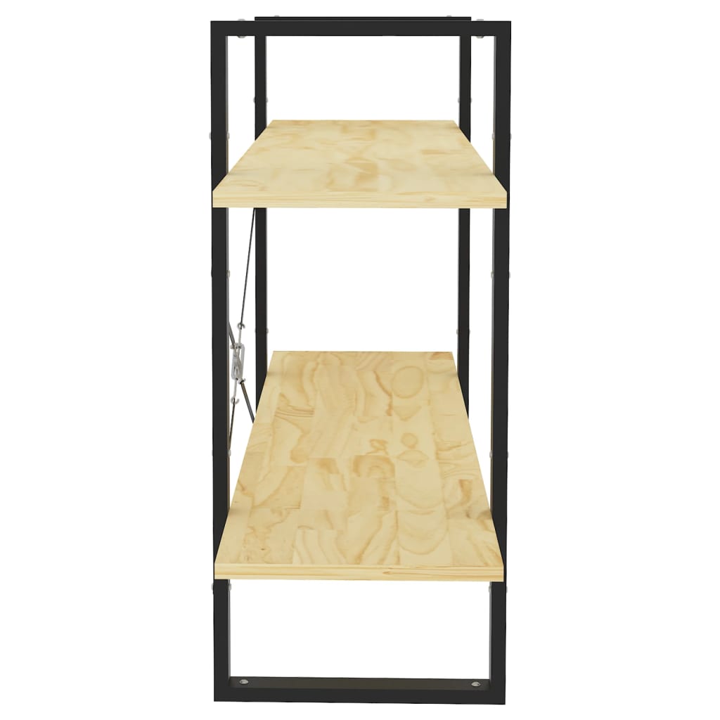 Βιβλιοθήκη με 2 Ράφια από Μασίφ Ξύλο Πεύκου 100x30x70 εκ. 6