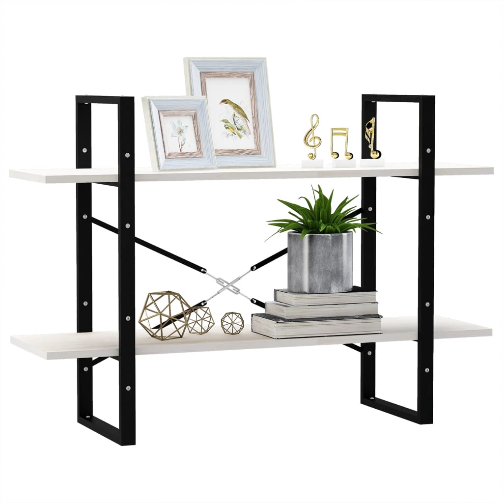 Βιβλιοθήκη με 2 Ράφια Λευκή 100x30x70 εκ. από Μασίφ Ξύλο Πεύκου 4