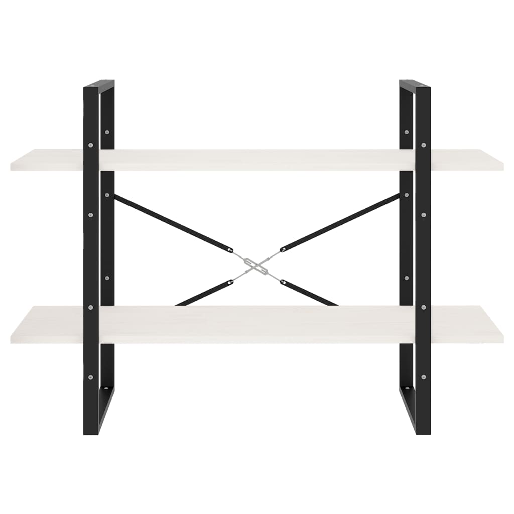 Βιβλιοθήκη με 2 Ράφια Λευκή 100x30x70 εκ. από Μασίφ Ξύλο Πεύκου 5