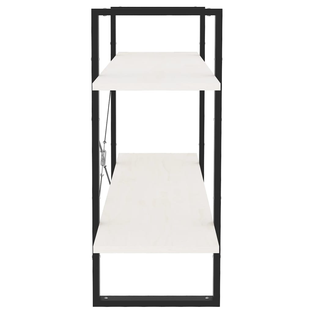 Βιβλιοθήκη με 2 Ράφια Λευκή 100x30x70 εκ. από Μασίφ Ξύλο Πεύκου 6