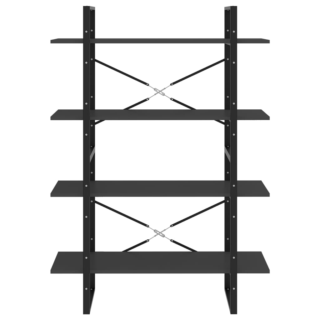 Βιβλιοθήκη με 4 Ράφια Γκρι 100 x 30 x 140 εκ. από Επεξ. Ξύλο 5