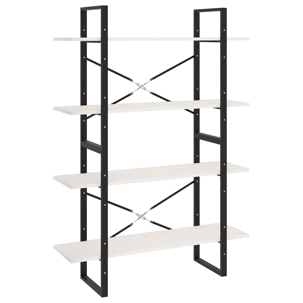 Βιβλιοθήκη με 4 Ράφια Λευκή 100x30x140 εκ από Μασίφ Ξύλο Πεύκου 2