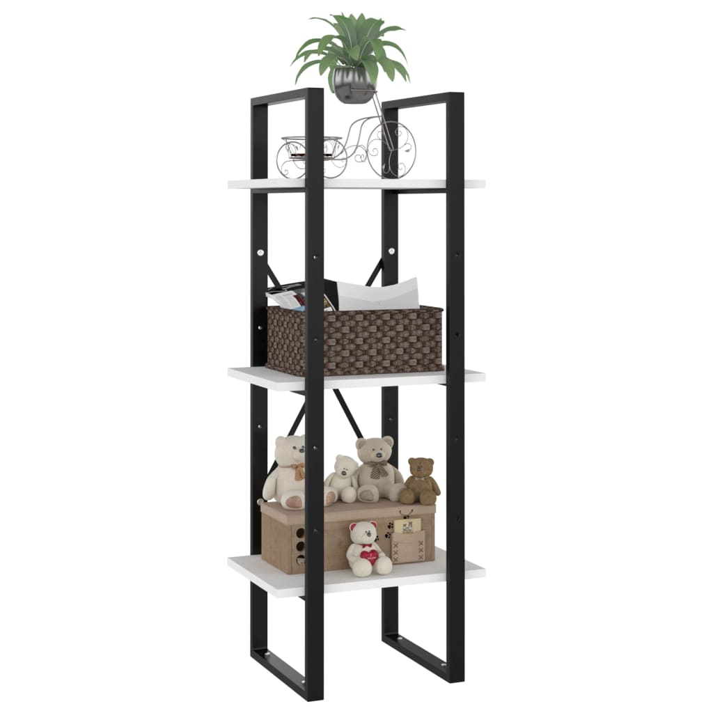 Βιβλιοθήκη με 3 Ράφια Λευκή 40 x 30 x 105 εκ. από Επεξ. Ξύλο 4