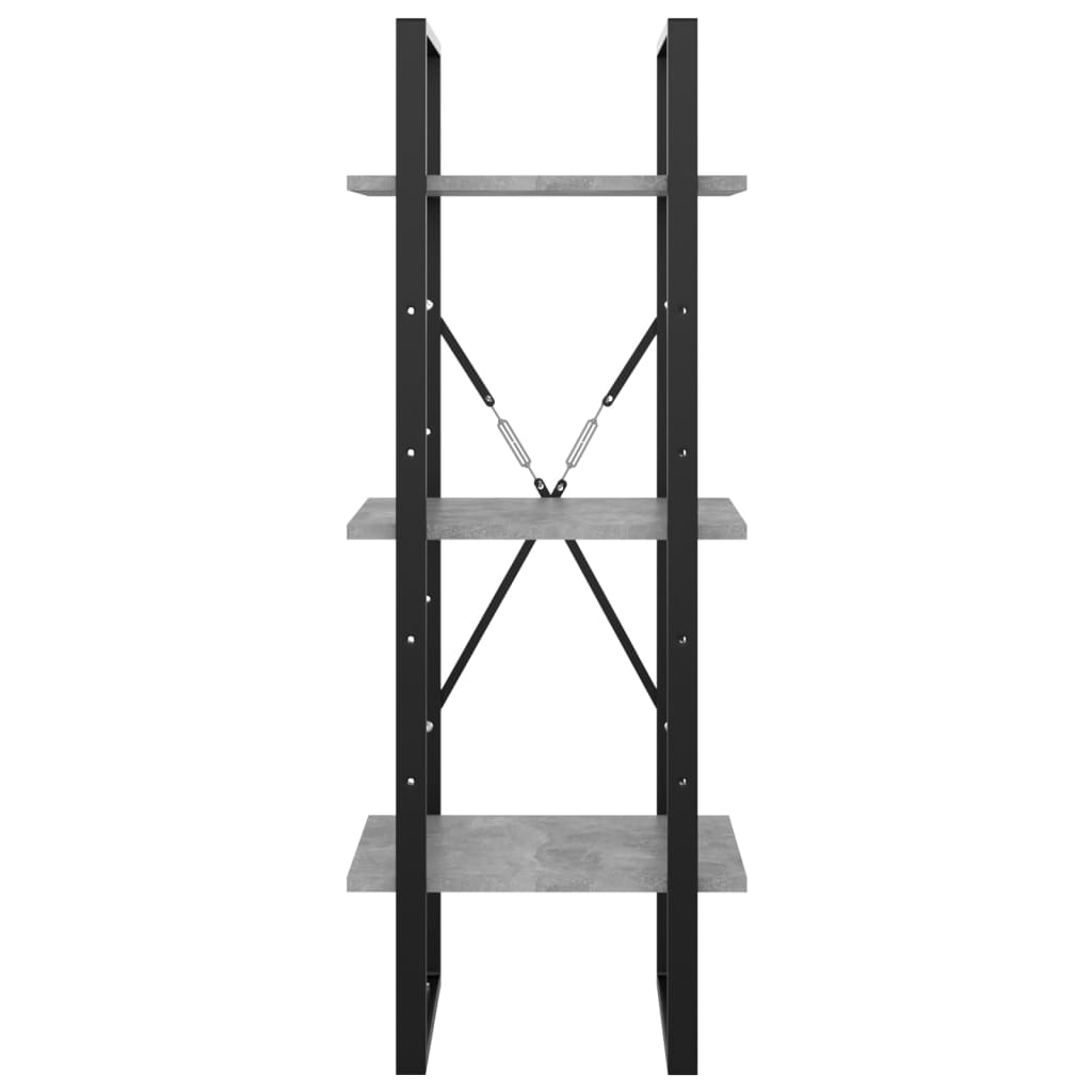 Βιβλιοθήκη με 3 Ράφια Γκρι Σκυροδέματος 40x30x105εκ Επεξ. Ξύλο 5