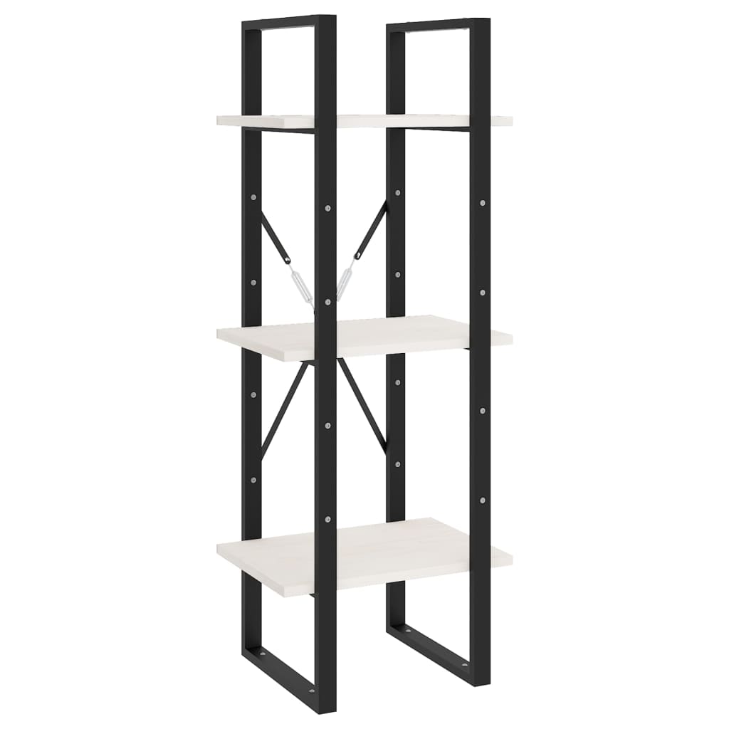 Βιβλιοθήκη με 3 Ράφια Λευκή 40x30x105 εκ. από Μασίφ Ξύλο Πεύκου 2