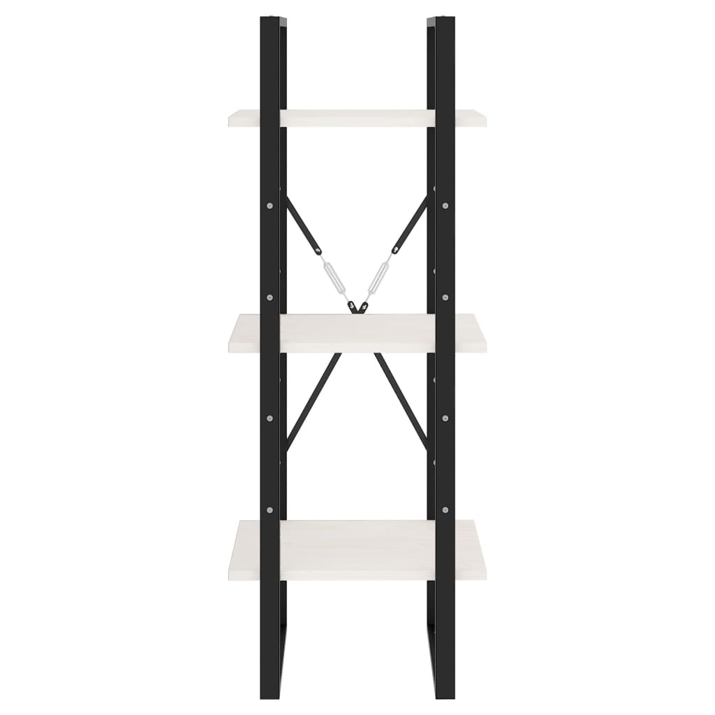 Βιβλιοθήκη με 3 Ράφια Λευκή 40x30x105 εκ. από Μασίφ Ξύλο Πεύκου 4