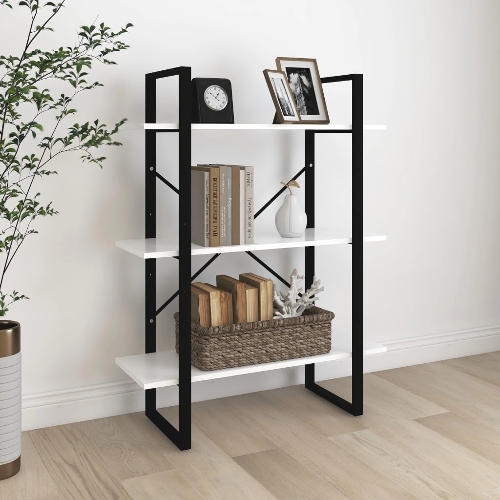 Βιβλιοθήκη Λευκή 80 x 30 x 105 εκ. από Επεξ. Ξύλο 1