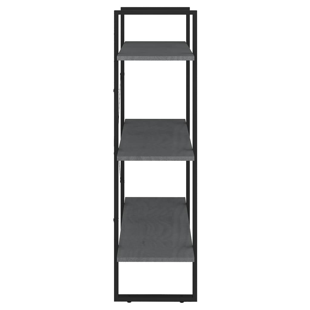 Βιβλιοθήκη με 3 Ράφια Γκρι 80x30x105 εκ. από Μασίφ Ξύλο Πεύκου 6